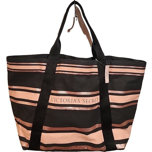 Victoria's Secret Handbags - new Victoria's Secret XL Canvas Tote zip up lined bag weekender beach carry on
